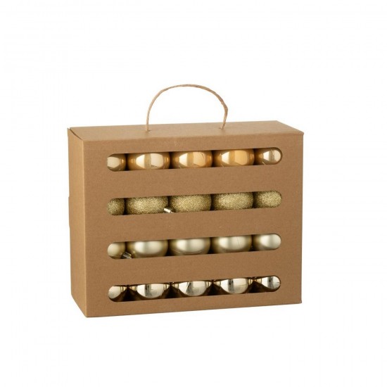 J Line Boite De 40 Boule De Noël Plastique Doré L25xB10xH20 cm Jline 59902 by Jolipa 59902.