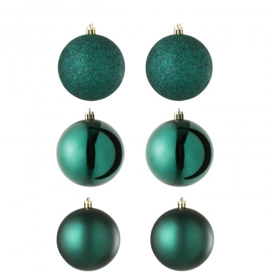 J Line Boite De 6 Boule De Noël Plastique Vert Foncé L16xB8xH24 cm Jline 59923 by Jolipa 59923.