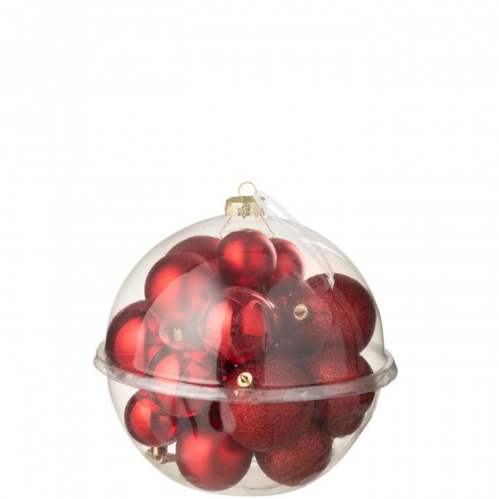 J Line Boite De 24 Boule De Noël Plastique Rouge Noël L20xB20xH20 cm Jline 59934 by Jolipa 59934.