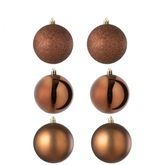 J Line Boite De 6 Boule De Noël Plastique Marron Foncé L16xB8xH24 cm Jline 59949 by Jolipa 59949.