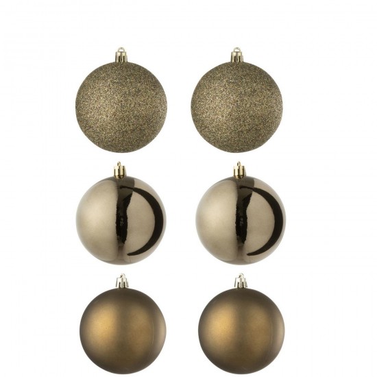 J Line Boite De 6 Boule De Noël Plastique Marron L16xB8xH24 cm Jline 59956 by Jolipa 59956.