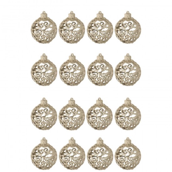 J Line Boite De 16 Boule De Noël Motif Baroque Plastique Champagne L24xB24xH6 cm Jline 59991 by Jolipa 59991.