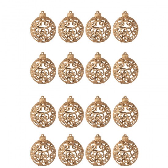 J Line Boite De 16 Boule De Noël Motif Baroque Plastique Pêche L24xB24xH6 cm Jline 59992 by Jolipa 59992.