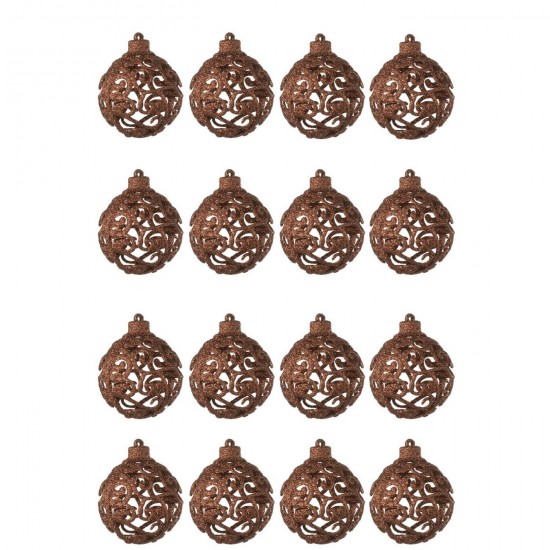 J Line Boite De 16 Boule De Noël Motif Baroque Plastique Marron Foncé L24xB24xH6 cm Jline 59993 by Jolipa 59993.