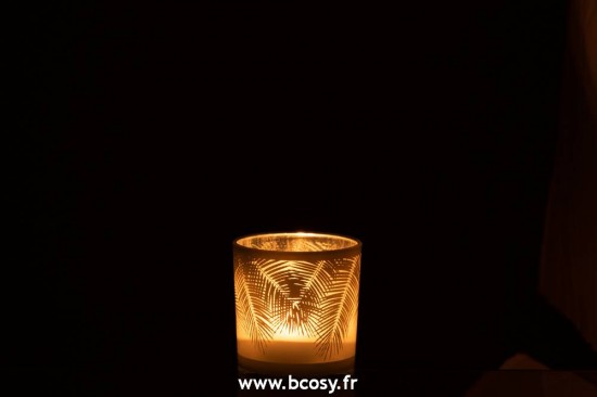 J-Line photophores Jolipa Jline Photophore Feuille Verre Blanc Small