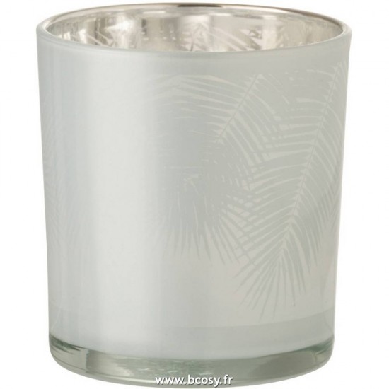 J Line Photophore Feuille Verre Blanc Small 8H Jline 6092 by Jolipa 6092