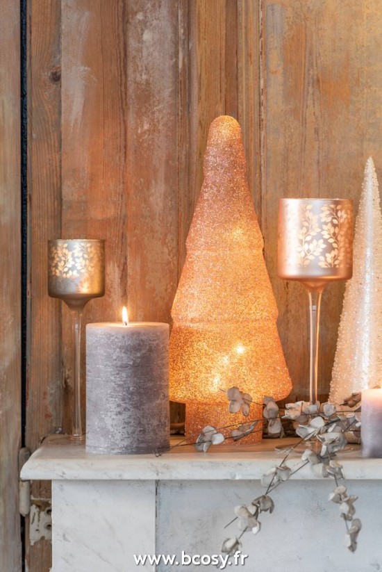 J-Line Albero Di Natale Led Perla Vetro Rosa Large