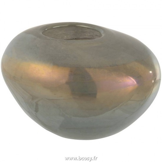 J Line Vase Leo Rond Verre Gris 11H Jline 6297 by Jolipa 6297