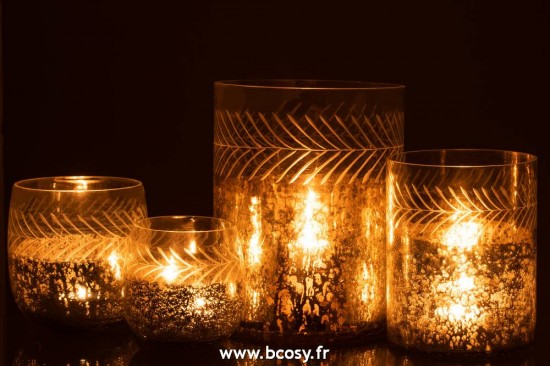 J-Line Fotosforo Clasico Agrietado Cristal Transparente/Plata Large