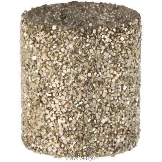 J Line Photophore Cylindrique Perles Verre Or 9H Jline 6385 by Jolipa 6385