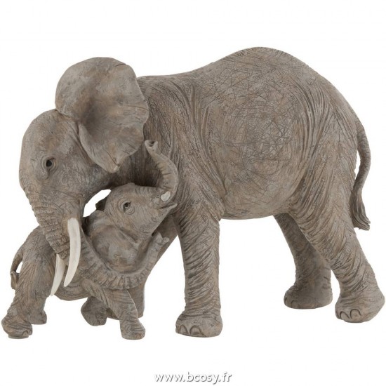 J Line Elephant Calin Resine Gris 21H Jline 6482 by Jolipa 6482