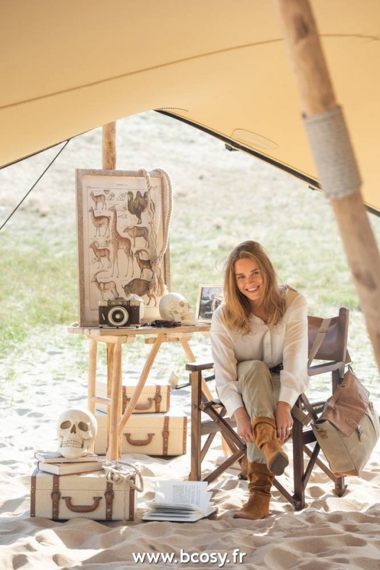 J Line Chaise De Regisseur Pliable Bois Cuir Cognac Jline 65017 by Jolipa 65017