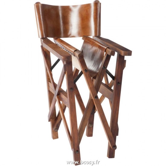 J-Line Sedia Amministratore Pieghevole Legno/Pelle Cognac