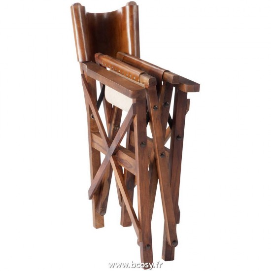 J-Line Silla De Director Plegable Madera/Cuero Conac