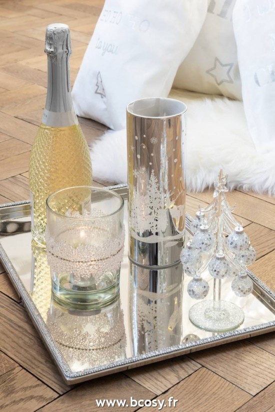 Jolipa Jline Sapin Boules De Noel Etoiles Verre Argent Small