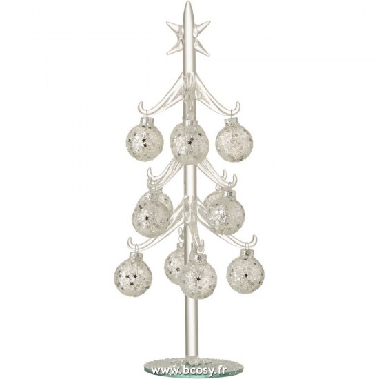 J Line Sapin+Boules De Noel Etoiles Verre Argent Medium Jline 6522 by Jolipa 6522