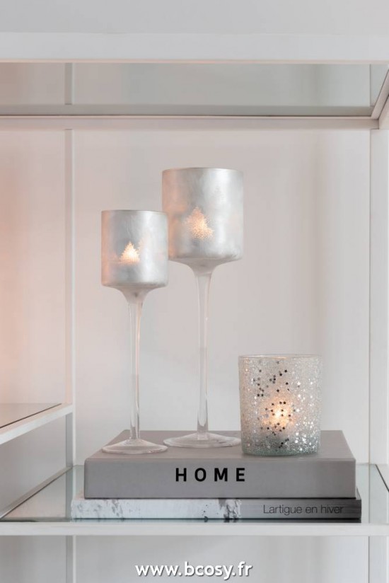 Jolipa Jline Photophore Etoiles Verre Argent