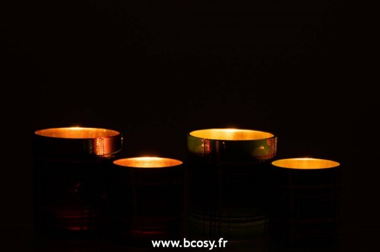 J-Line photophores Photophore Quadrille Verre Rouge Vert Large Assortiment De 2