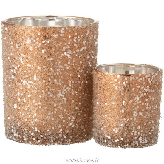 Jolipa Jline Photophore Perles Verre Saumon Fonce Large