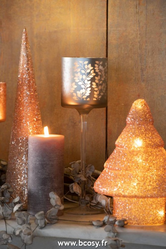 J-Line cones de noel Cone Perles Verre Saumon Fonce Large