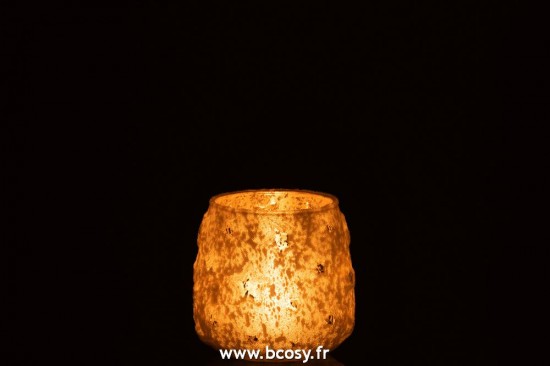 J-Line photophores Jolipa Jline Photophore Etoile Verre Antique Argent Small