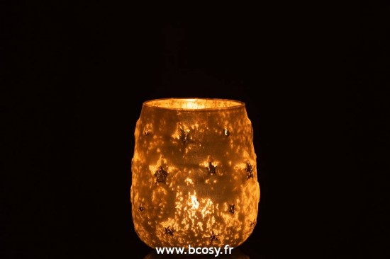 J-Line photophores Jolipa Jline Photophore Etoile Verre Antique Argent Large