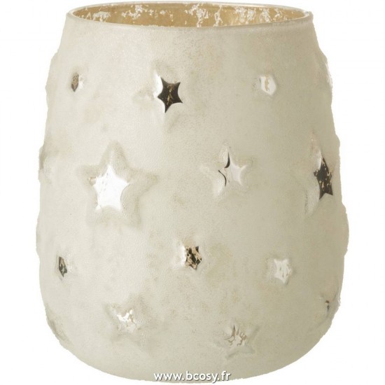 J Line Photophore Etoile Verre Antique Argent Large 14H Jline 6592 by Jolipa 6592