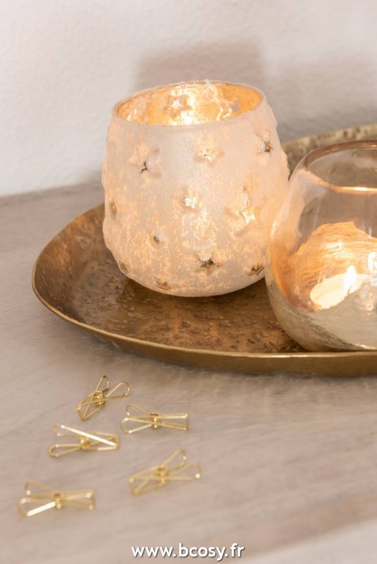 Jolipa Jline Photophore Etoile Verre Antique Or Small