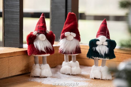 Jolipa Jline Pere Noel Entendre Voir Se Taire Textile Rouge Vert Assortiment De 3