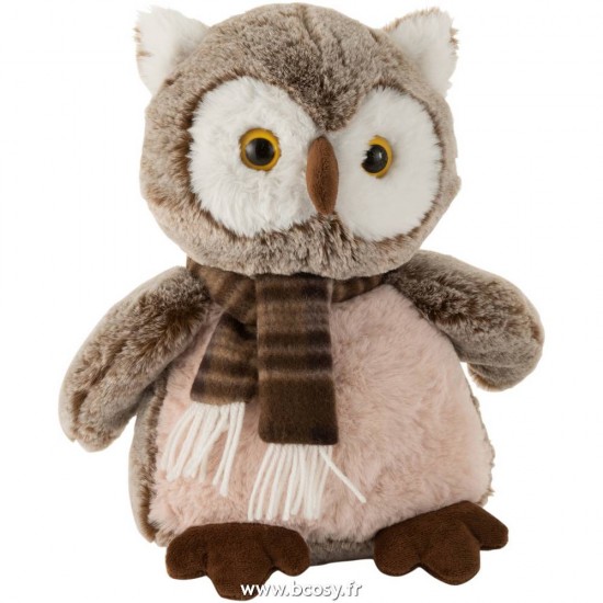 J Line Chouette+Echarpe Peluche Marron Beige Large Jline 6802 by Jolipa 6802