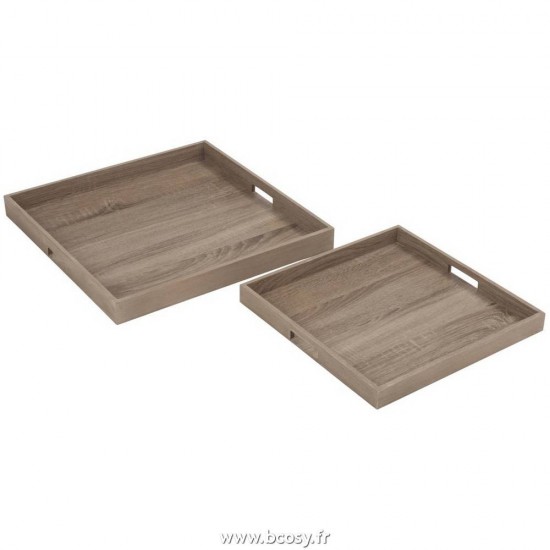 J Line Set De 2 Plateaux Carre Bois Naturel 50H Jline 68100 by Jolipa 68100