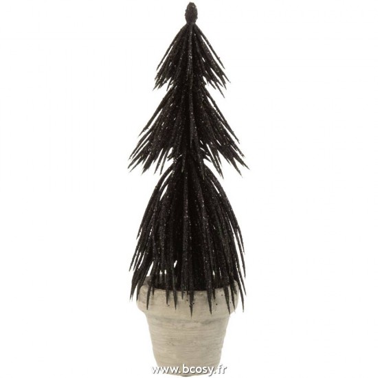 J Line Sapin En Pot Paillettes Plastique Noir Jline 6852 by Jolipa 6852
