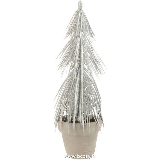 J Line Sapin En Pot Paillettes Plastique Argent Jline 6879 by Jolipa 6879