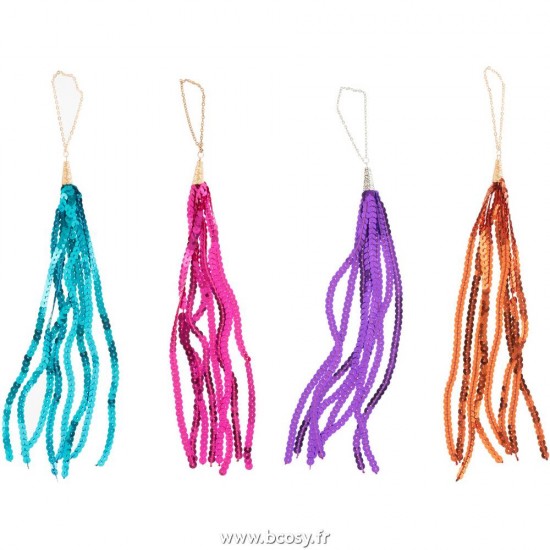 J Line Suspension Paillettes Plastique Mix L2xB2xH31 cm Jline 6916 by Jolipa 6916 Assortiment de 4 pcs