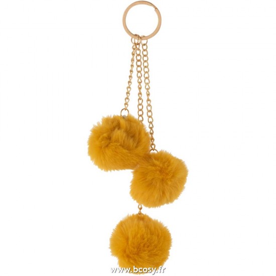 J Line Porte Clefs 3 Boules Textile Ocre L18xB4xH4 cm Jline 6932 by Jolipa 6932