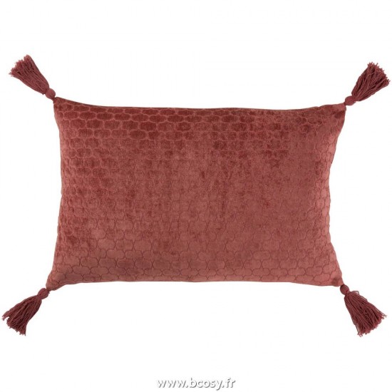 J Line Coussin Motifs Rectangulaire Coton Terracotta Rouge Jline 7039 by Jolipa 7039