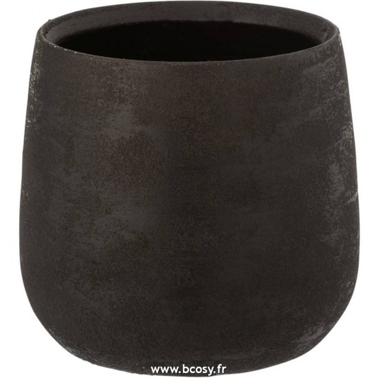 J Line Cachepot Irregulier Rugueux Ceramique Noir Large 24H Jline 7087 by Jolipa 7087