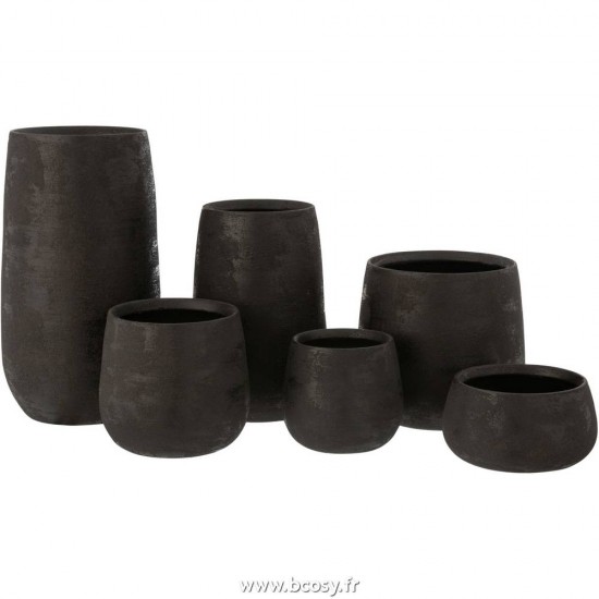 J-Line vases Jolipa Jline Vase Irregulier Rugueux Ceramique Noir Large