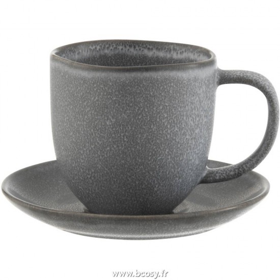 J Line Tasse+Sous Tasse Louise Ceramique Gris Jline 7176 by Jolipa 7176 Assortiment de 6 pcs