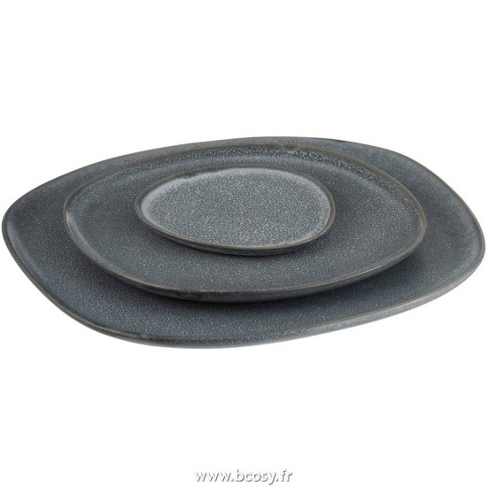 J-Line assiettes de présentation Jolipa Jline Assiette Louise Ceramique Gris Large