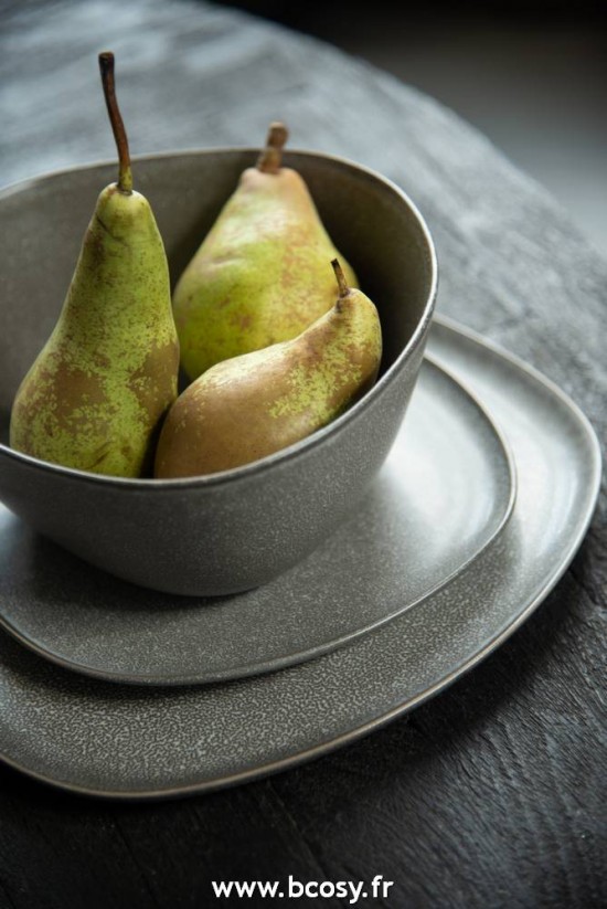 J-Line assiettes de présentation Assiette Louise Ceramique Marron Large