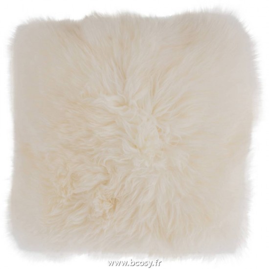 J Line Coussin Peau De Mouton Carre Blanc Jline 7254 by Jolipa 7254