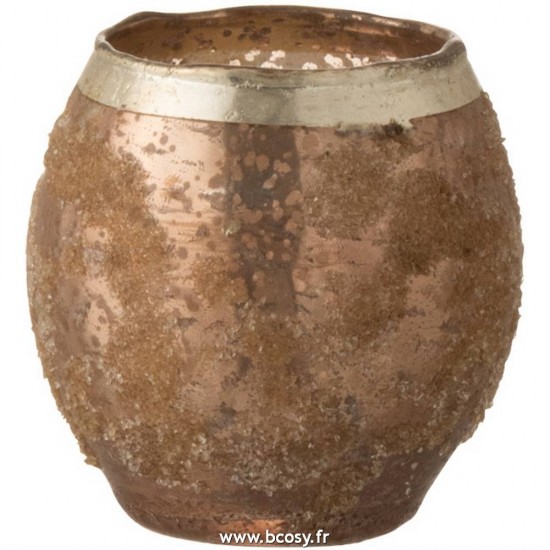 J Line Photophore Frosty Rond Verre Vieux Rose Small 9H Jline 7500 by Jolipa 7500