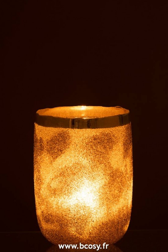 J-Line photophores Jolipa Jline Photophore Frosty Rond Verre Argent Extra Large