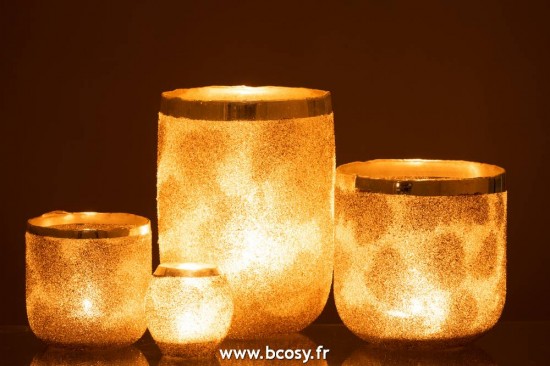 J-Line photophores Photophore Frosty Rond Verre Argent Extra Large