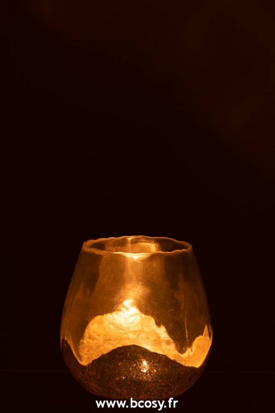 J-Line photophores Jolipa Jline Photophore Zoe Rond Verre Or Medium
