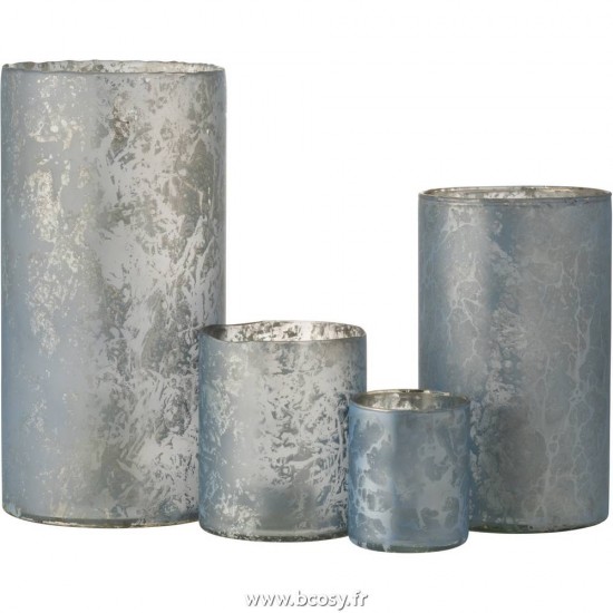 Jolipa Jline Photophore Rond Verre Bleu Glace Extra Large