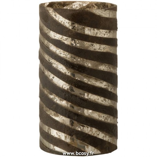 J Line Vase Lignes Rond Verre Argent Small 26H Jline 7530 by Jolipa 7530