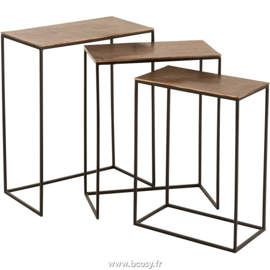 J Line Set De 3 Table Gigogne Rectangulaire Aluminium Rouille 53 Jline 7590 by Jolipa 7590