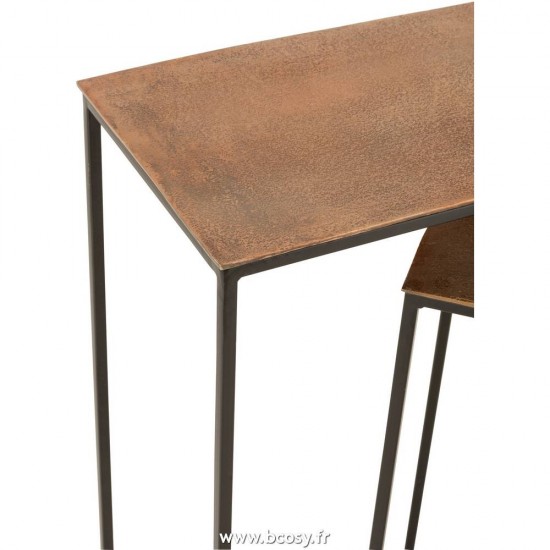 Jolipa Jline Set De 2 Console Rectangulaire Aluminium Rouille